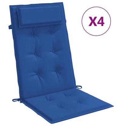vidaXL Coussins pour chaises de jardin dossier haut 4 pcs Bleu roi Tissu Oxford