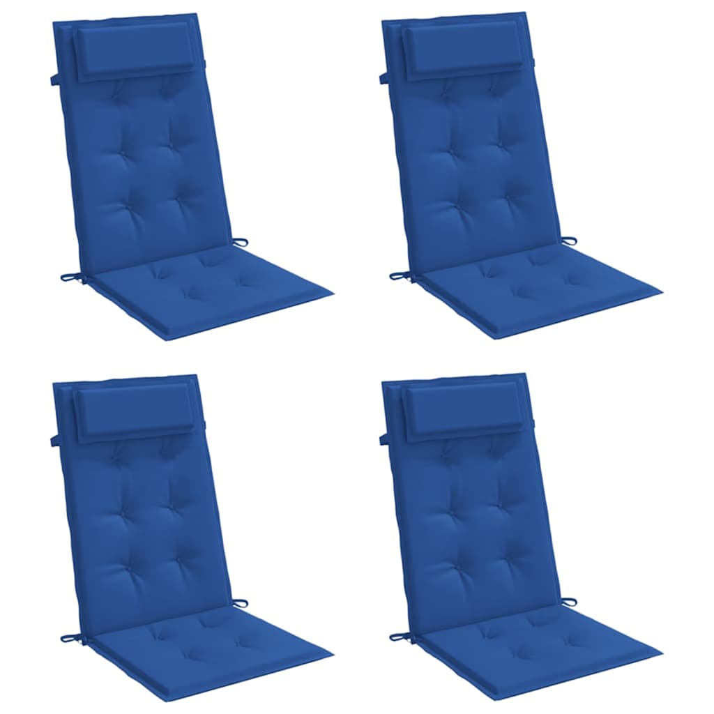 vidaXL Coussins pour chaises de jardin dossier haut 4 pcs Bleu roi Tissu Oxford