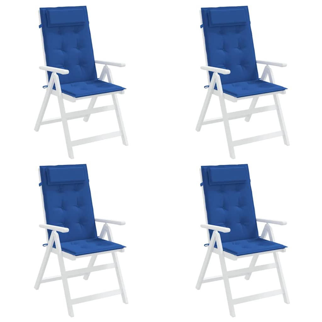vidaXL Coussins pour chaises de jardin dossier haut 4 pcs Bleu roi Tissu Oxford
