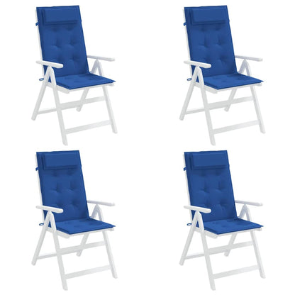 vidaXL Coussins pour chaises de jardin dossier haut 4 pcs Bleu roi Tissu Oxford