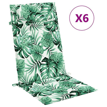 vidaXL Coussins de dossier haut 6 pcs Motif feuille Tissu Oxford