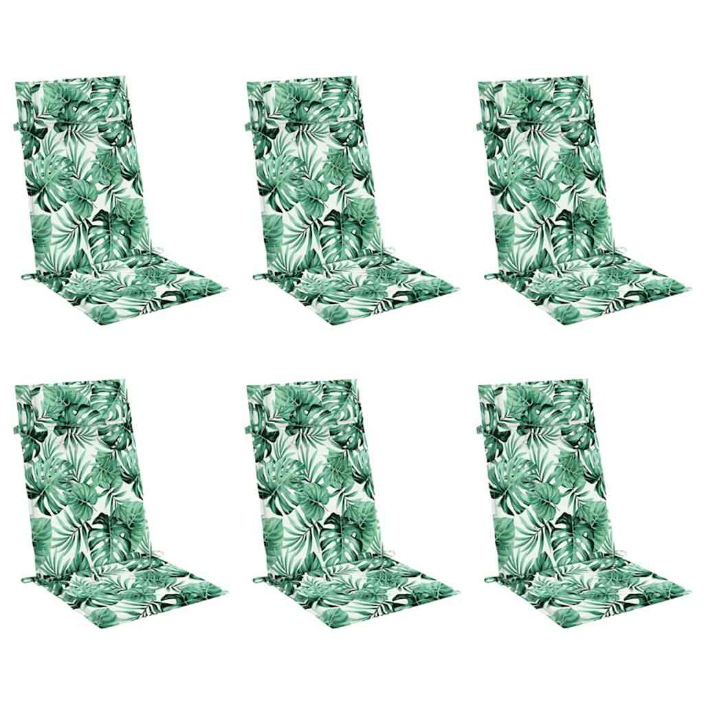 vidaXL Coussins de dossier haut 6 pcs Motif feuille Tissu Oxford