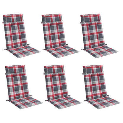 vidaXL Hochlehner-Auflagen 6 Stk. Rot Karomuster Oxford-Gewebe