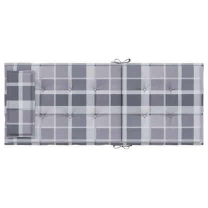 vidaXL Hochlehner-Auflagen 2 Stk. Grau Karomuster Oxford-Gewebe