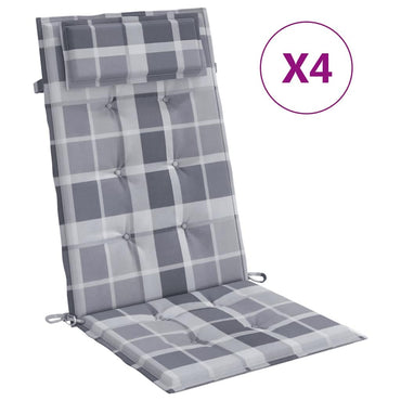 vidaXL Hochlehner-Auflagen 4 Stk. Grau Karomuster Oxford-Gewebe