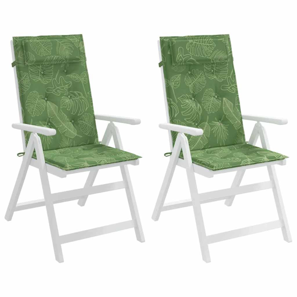 vidaXL Coussins de dossier haut 2 pcs Motif de feuilles Tissu Oxford