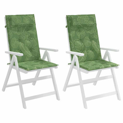 vidaXL Coussins de dossier haut 2 pcs Motif de feuilles Tissu Oxford