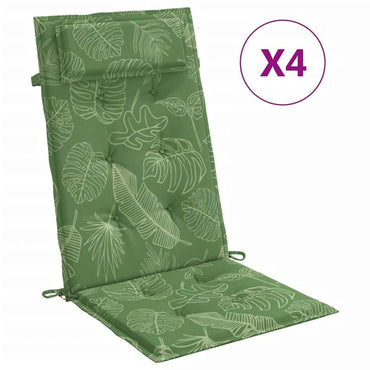 vidaXL Coussins pour chaises à dossier haut 4 pcs Tissu Oxford motif feuilles