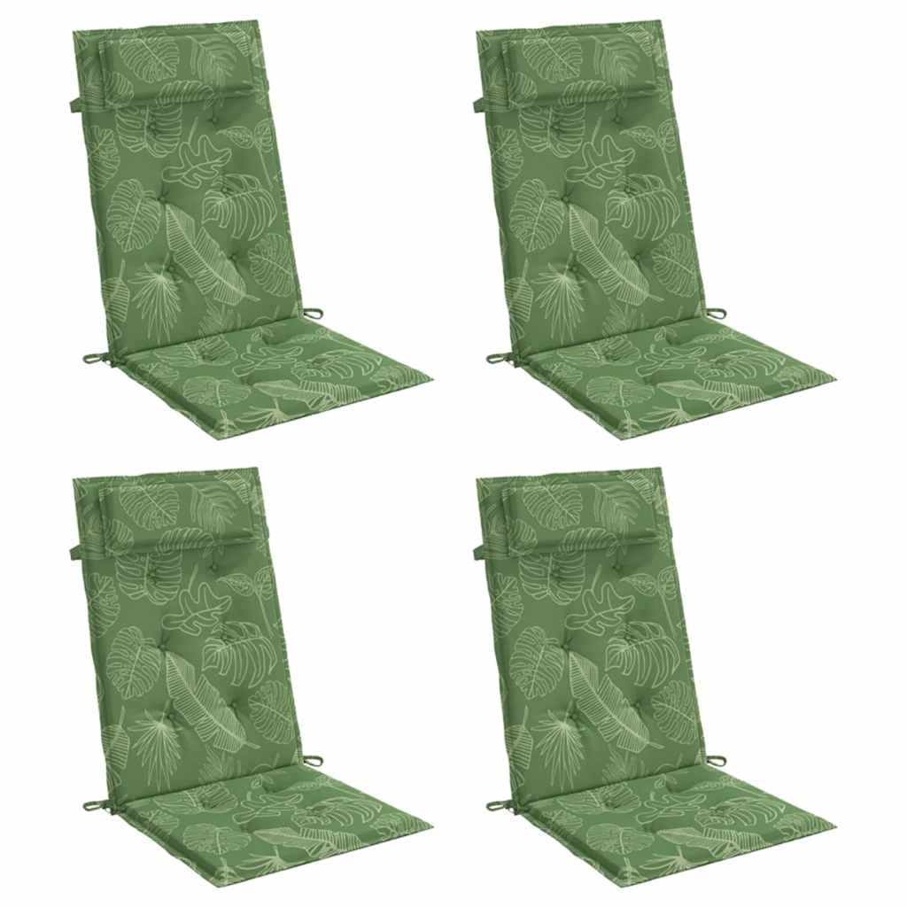 vidaXL Coussins pour chaises à dossier haut 4 pcs Tissu Oxford motif feuilles