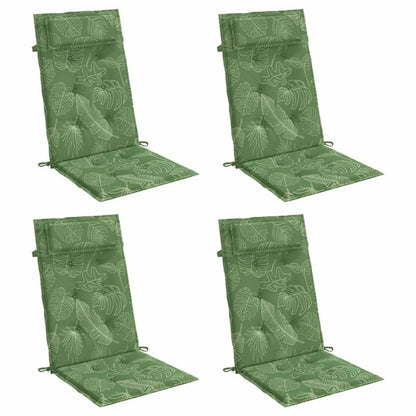 vidaXL Coussins pour chaises à dossier haut 4 pcs Tissu Oxford motif feuilles