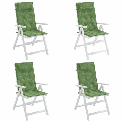 vidaXL Coussins pour chaises à dossier haut 4 pcs Tissu Oxford motif feuilles