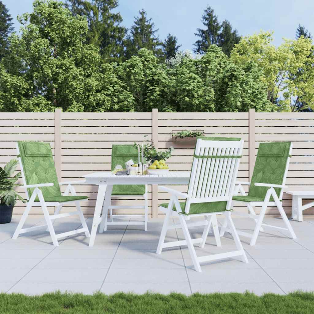 vidaXL Coussins pour chaises à dossier haut 4 pcs Tissu Oxford motif feuilles