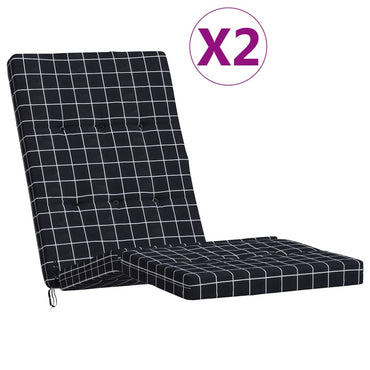 vidaXL Liegestuhl-Auflagen 2 Stk. Schwarz Karomuster Oxford-Gewebe