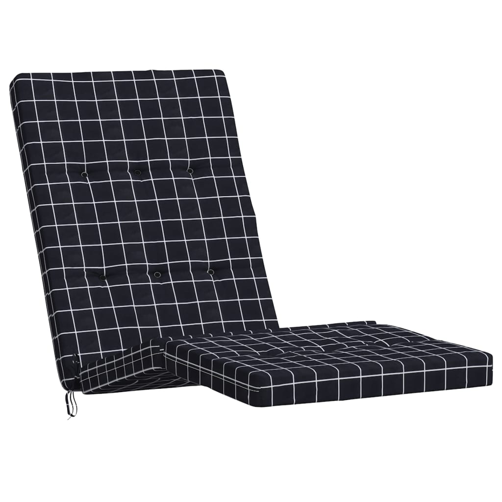 vidaXL Liegestuhl-Auflagen 2 Stk. Schwarz Karomuster Oxford-Gewebe