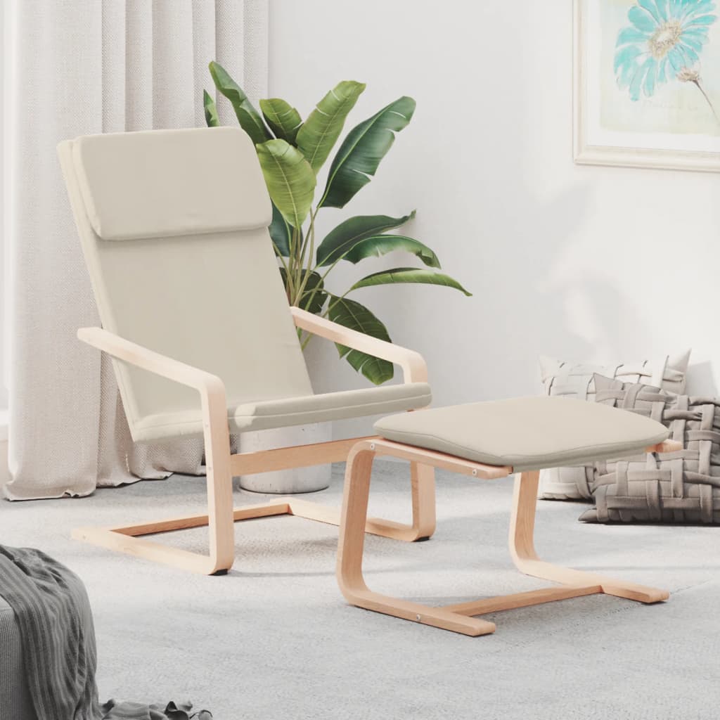 vidaXL Fauteuil relax avec repose-pieds en tissu crème