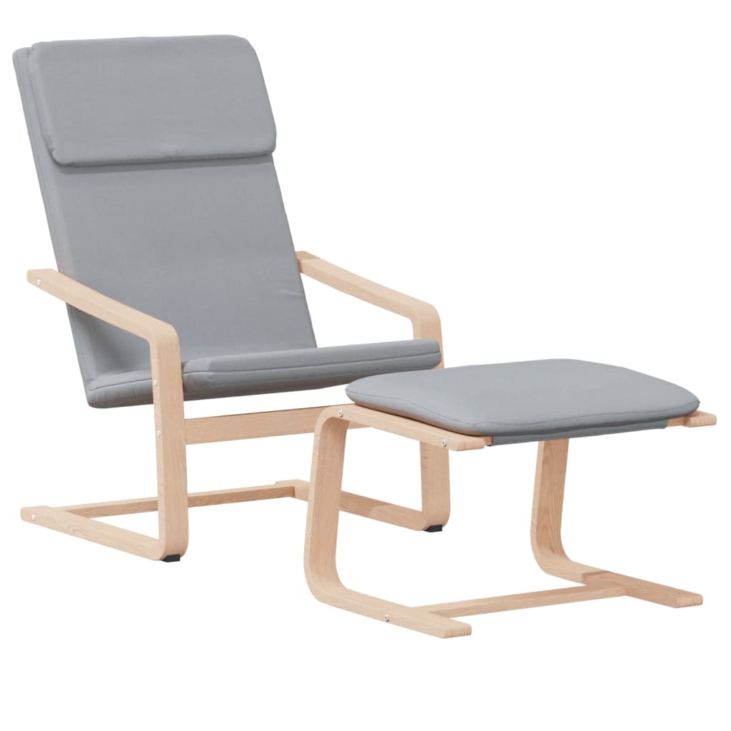 vidaXL Fauteuil de relaxation avec tabouret Tissu Gris clair