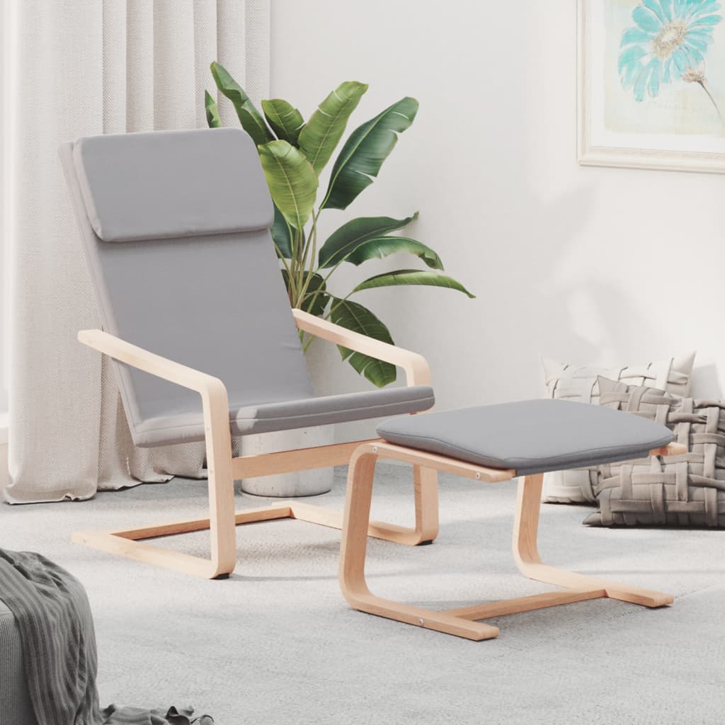 vidaXL Fauteuil de relaxation avec tabouret Tissu Gris clair