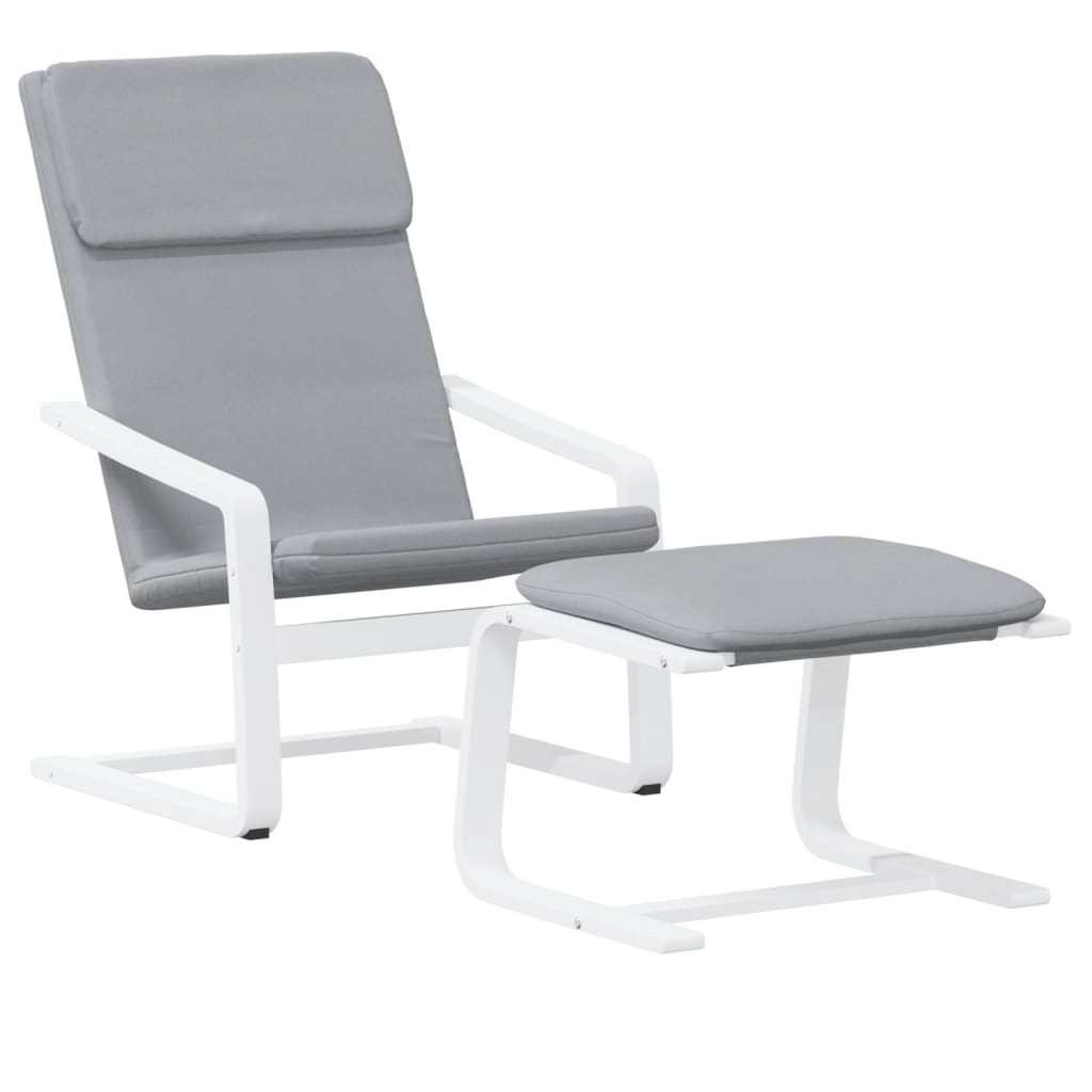 vidaXL Fauteuil de relaxation avec tabouret Tissu Gris clair