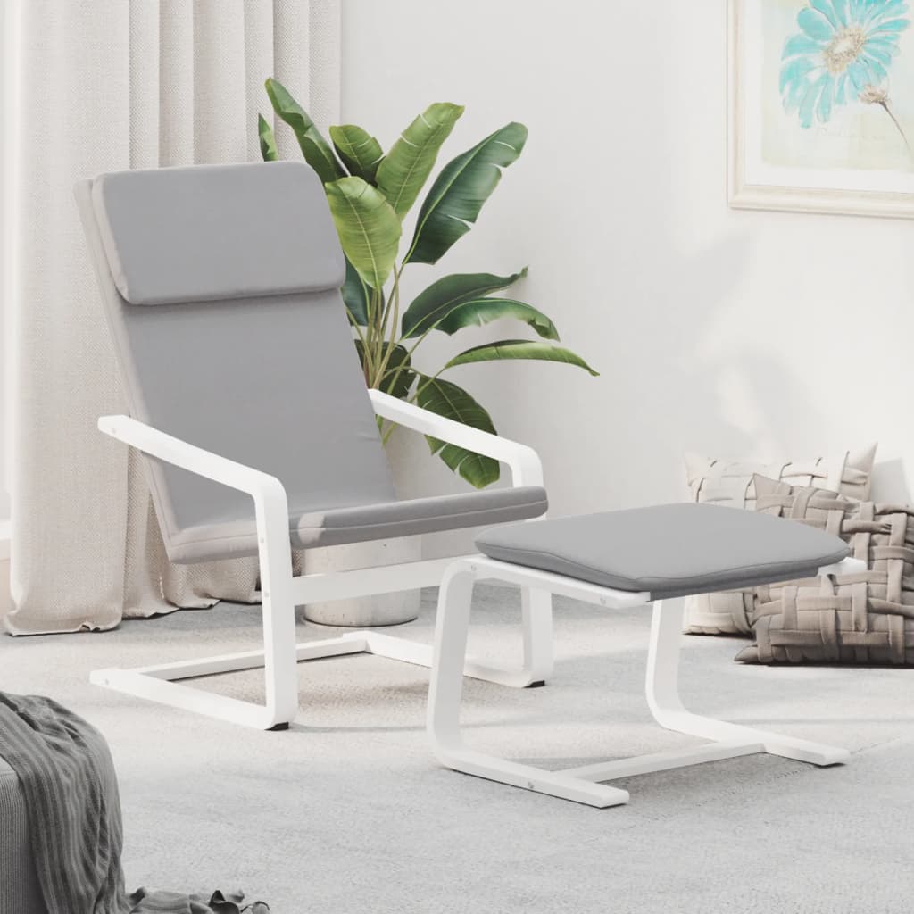 vidaXL Fauteuil de relaxation avec tabouret Tissu Gris clair