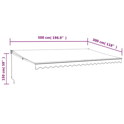 vidaXL Markise Einziehbar Blau und Weiß 5x3 m Stoff und Aluminium
