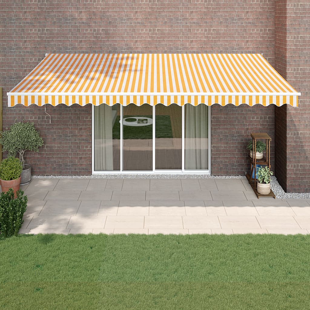 vidaXL Store banne rétractable jaune et blanc 5x3 m Tissu et aluminium