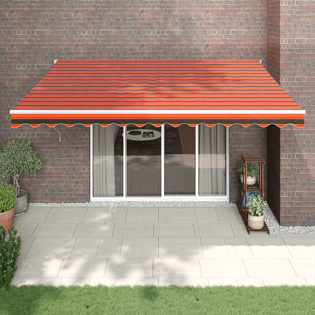 vidaXL Markise Einziehbar Orange und Braun 4x3 m Stoff und Aluminium