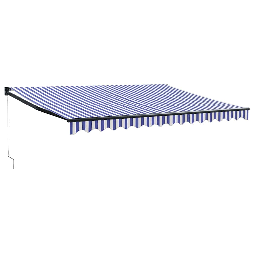 vidaXL Auvent rétractable bleu et blanc 4,5x3 m Tissu et aluminium