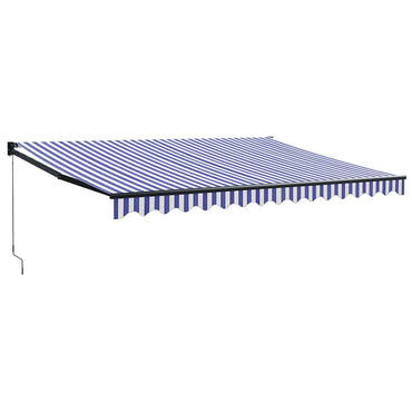 vidaXL Auvent rétractable bleu et blanc 4,5x3 m Tissu et aluminium
