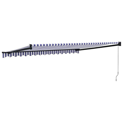 vidaXL Auvent rétractable bleu et blanc 4,5x3 m Tissu et aluminium