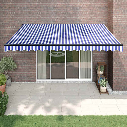 vidaXL Auvent rétractable bleu et blanc 4,5x3 m Tissu et aluminium