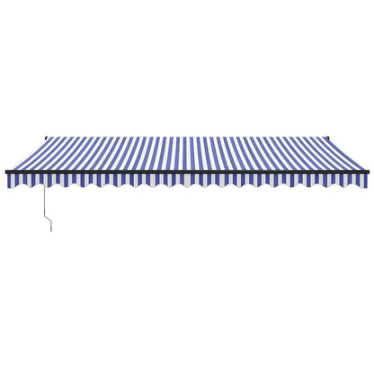 vidaXL Markise Einziehbar Blau und Weiß 5x3 m Stoff und Aluminium