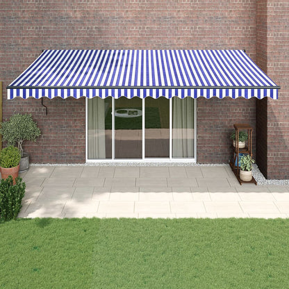 vidaXL Markise Einziehbar Blau und Weiß 5x3 m Stoff und Aluminium