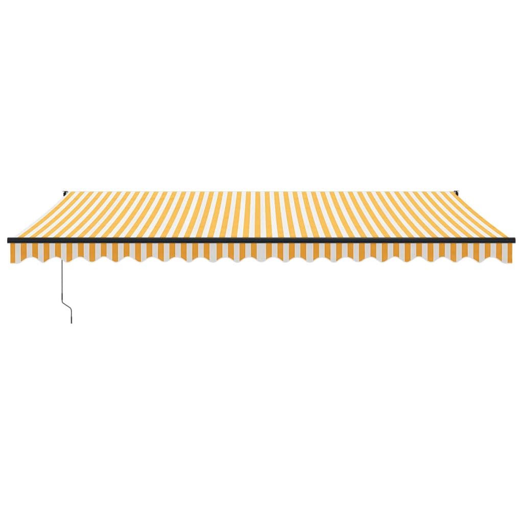 vidaXL Auvent rétractable jaune et blanc 5x3 m en tissu et aluminium