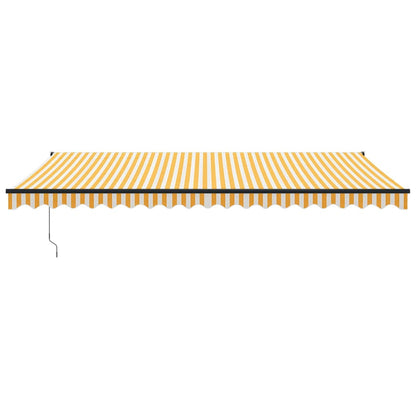 vidaXL Auvent rétractable jaune et blanc 5x3 m en tissu et aluminium