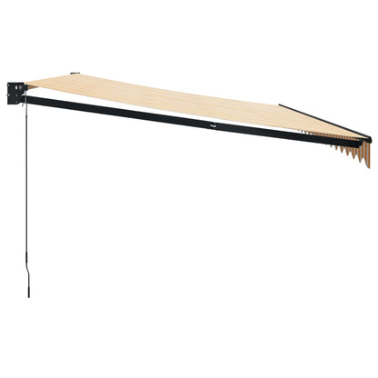 vidaXL Auvent rétractable jaune et blanc 5x3 m en tissu et aluminium