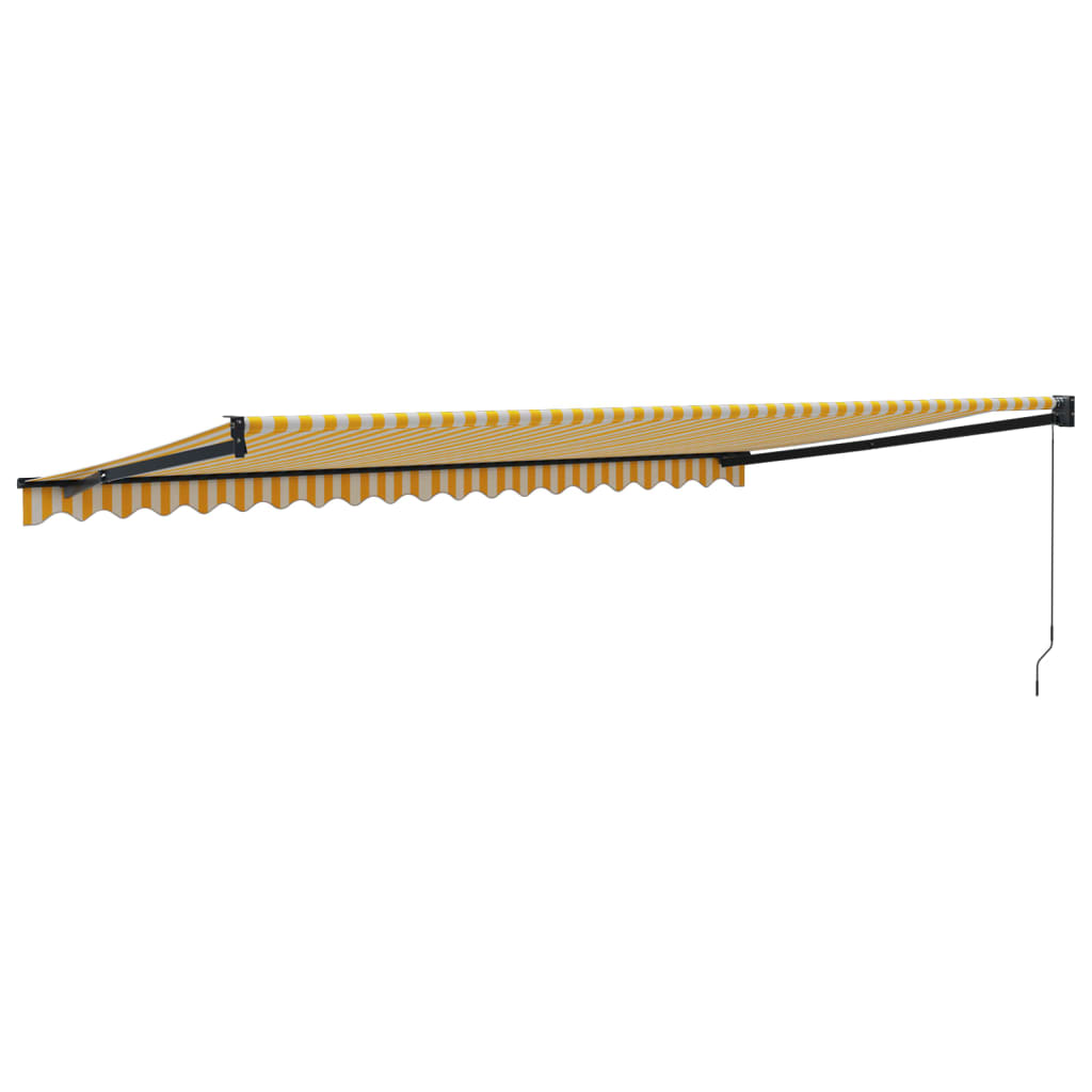vidaXL Auvent rétractable jaune et blanc 5x3 m en tissu et aluminium