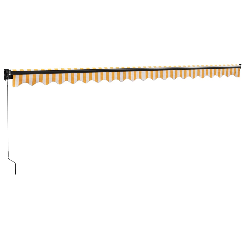 vidaXL Auvent rétractable jaune et blanc 5x3 m en tissu et aluminium