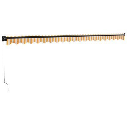 vidaXL Auvent rétractable jaune et blanc 5x3 m en tissu et aluminium
