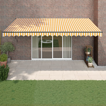 vidaXL Auvent rétractable jaune et blanc 5x3 m en tissu et aluminium