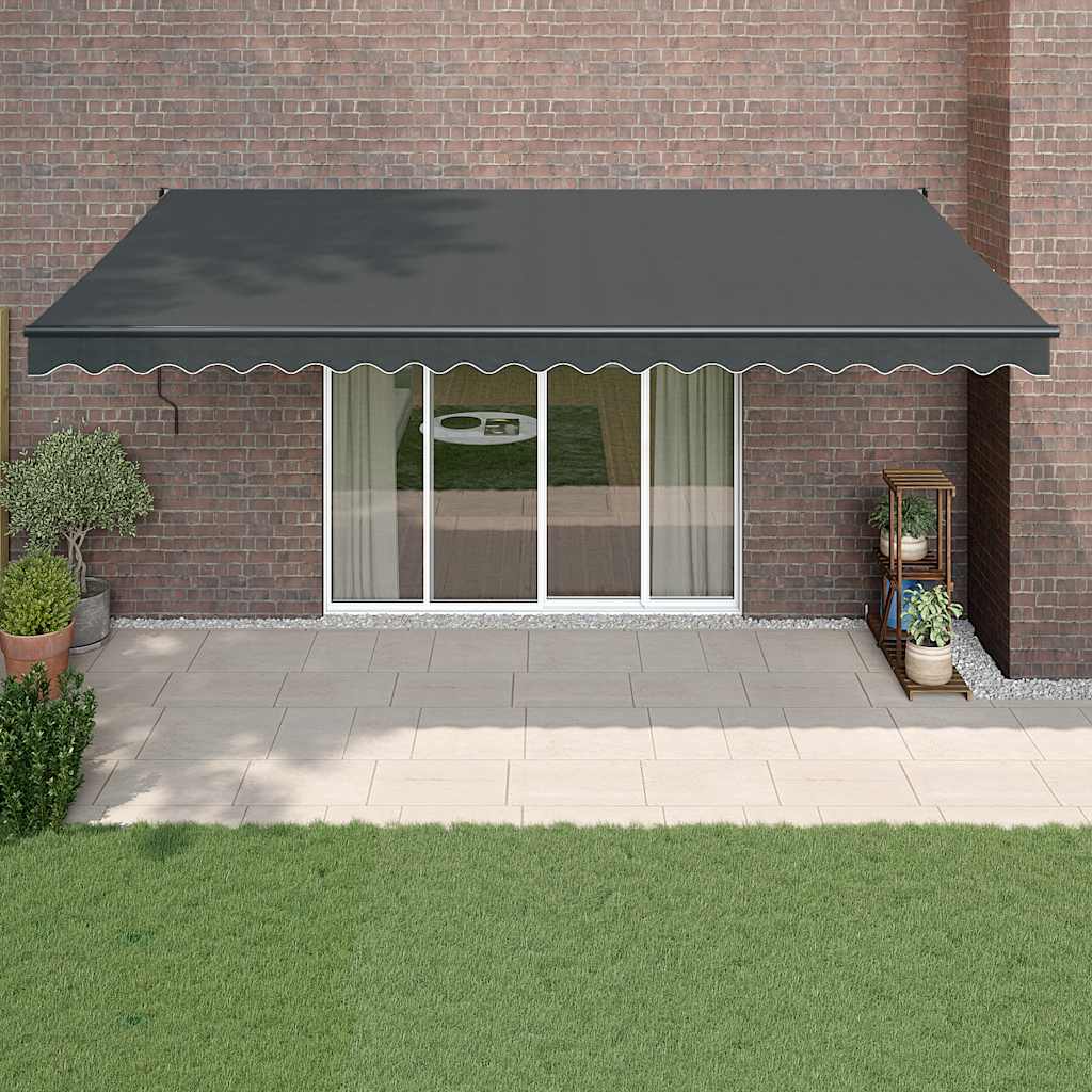vidaXL Auvent rétractable Anthracite 5x3 m Tissu et aluminium