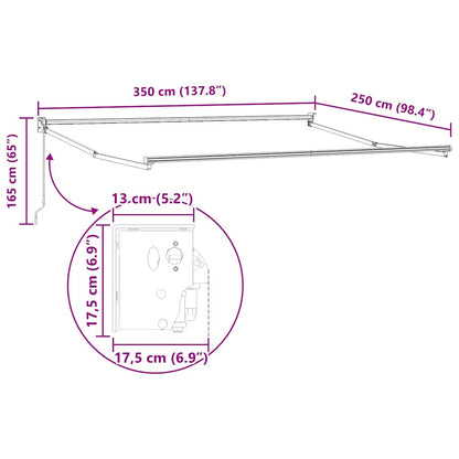 vidaXL Store Banne Rétractable Orange et Marron 3,5x2,5 m Tissu & Aluminium