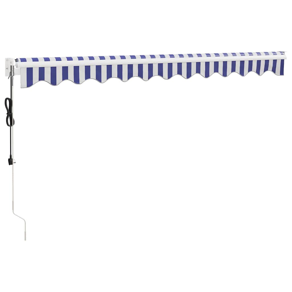 vidaXL Elektrische Markise mit Kurbel Blau und Weiß 3,5x2,5 m
