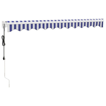 vidaXL Elektrische Markise mit Kurbel Blau und Weiß 3,5x2,5 m