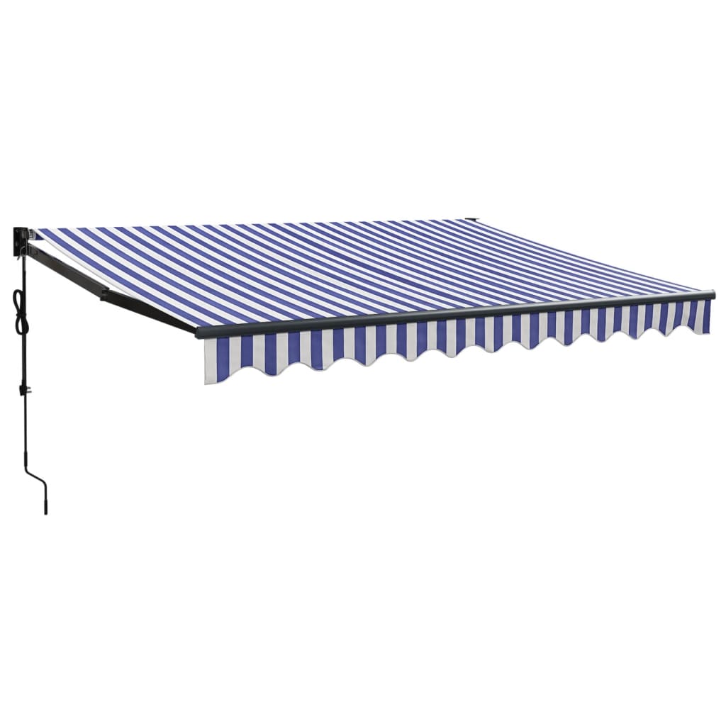 vidaXL Auvent électrique avec manivelle Bleu et blanc 3x2,5 m