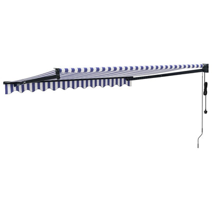 vidaXL Auvent électrique avec manivelle Bleu et blanc 3x2,5 m