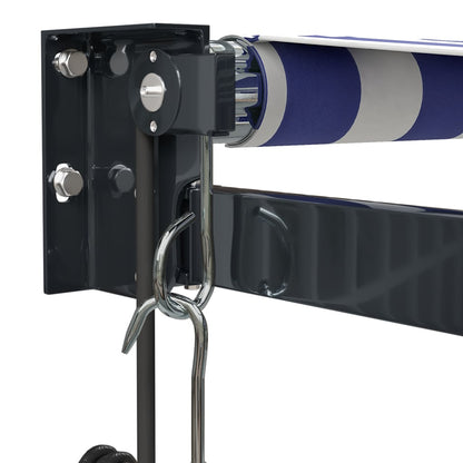 vidaXL Auvent électrique avec manivelle Bleu et blanc 3x2,5 m