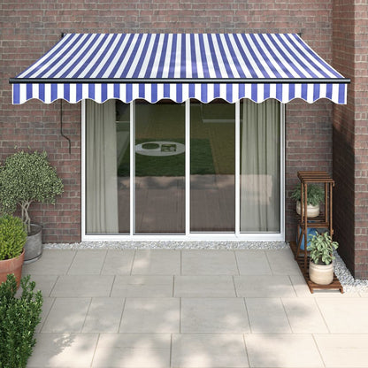 vidaXL Auvent électrique avec manivelle Bleu et blanc 3x2,5 m