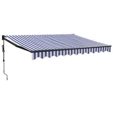 vidaXL Store banne manuel Bleu et blanc 3,5x2,5 m