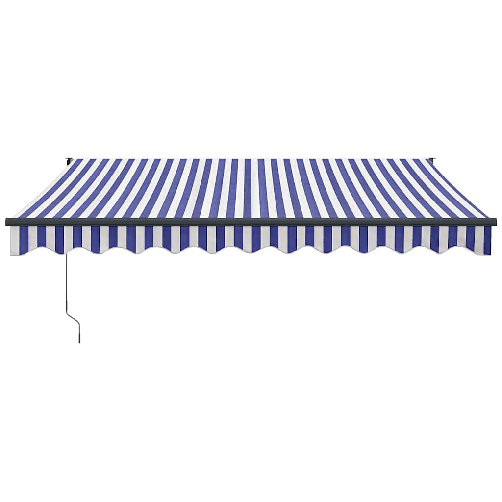 vidaXL Store banne manuel Bleu et blanc 3,5x2,5 m