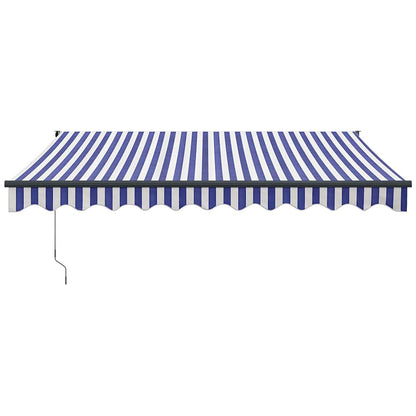 vidaXL Store banne manuel Bleu et blanc 3,5x2,5 m